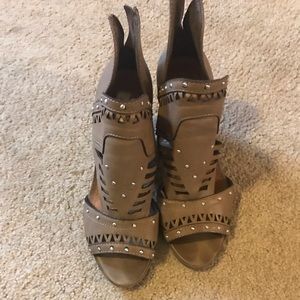 Cute open toe brown shoe with embellishments